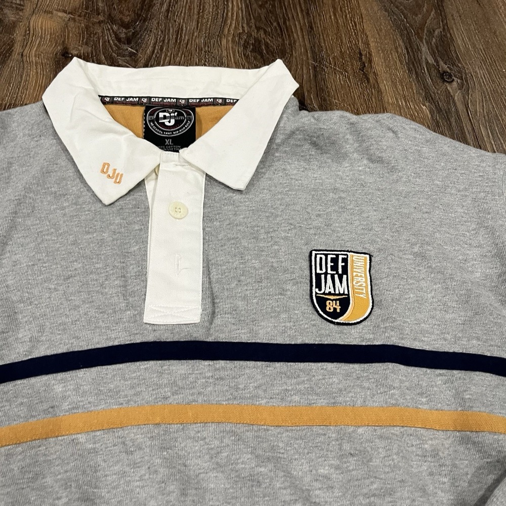 Vintage Def Jam University Colorblock Striped Rugby Shirt Y2K XL View 5